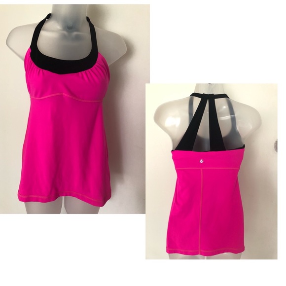 EUC! LULULEMON BRIGHT PINK & BLACK TANK TOP - Picture 3 of 5